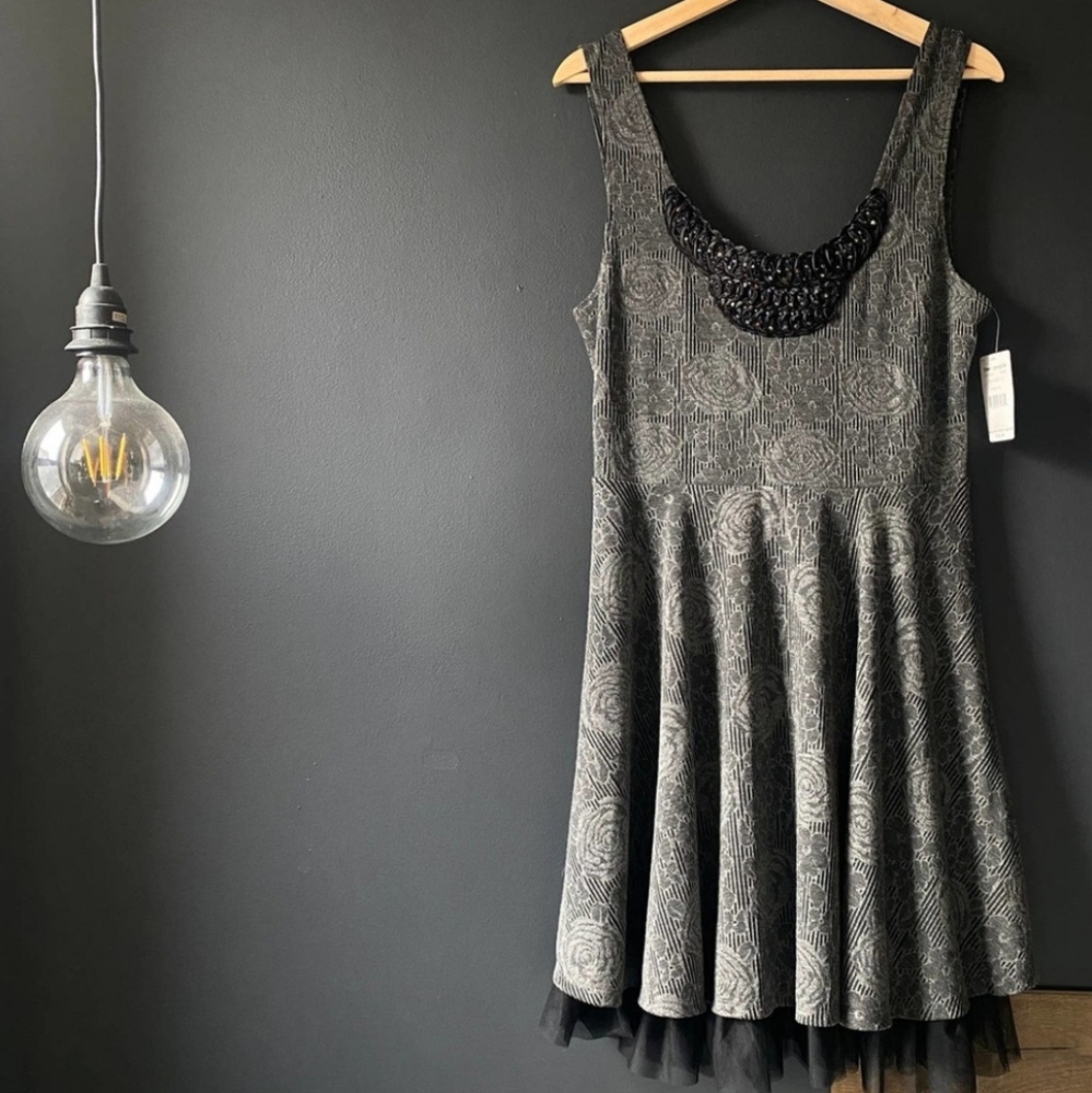 Free People Rock Princess Embellished Fit & Flare Dress NEW Large